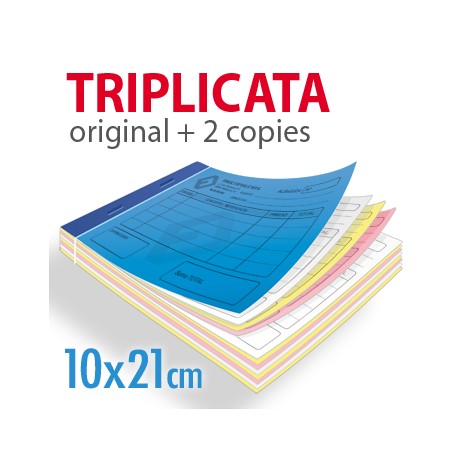 Carnets autocopiants triplicata 10x21cm